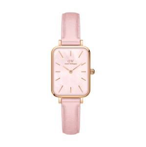 Sat Daniel Wellington Quadro Pink leather za žene, boja: ružičasta