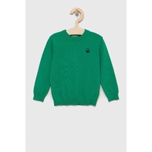 Dječji pamučni pulover United Colors of Benetton boja: zelena, lagani