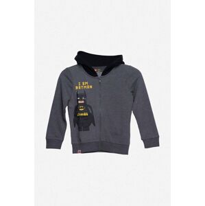 Dječja pamučna dukserica Lego boja: siva, s kapuljačom, bez uzorka, Lego Wear Full Zip Hoodie 12010642 995
