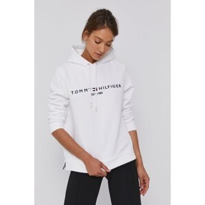 Dukserica Tommy Hilfiger za žene, boja: bijela, s kapuljačom, WW0WW31998