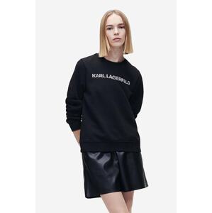 Dukserica Karl Lagerfeld Elongated Logo Zebra Sweat 221W1815 999 za žene, boja: crna, s tiskom
