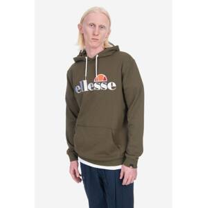 Dukserica Ellesse Ferrer za muškarce, boja: zelena, s kapuljačom, glatka, SHK13288-KHAKI