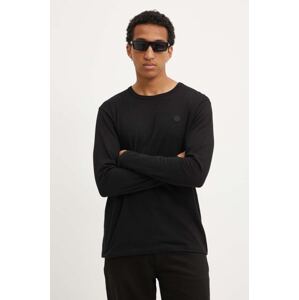 Pamučna majica dugih rukava Wood Wood Long Sleeve Wood Wood boja: crna, glatki model, 10005402.2323-BRIGHT