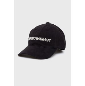 Pamučna kapa Emporio Armani boja: tamno plava