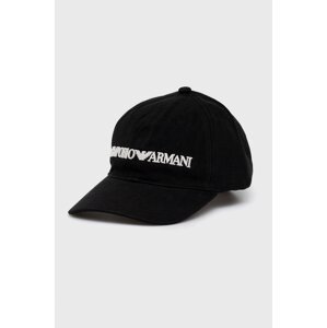 Pamučna kapa Emporio Armani boja: crna