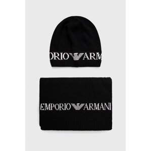 Kapa i šal s dodatkom vune Emporio Armani boja: crna