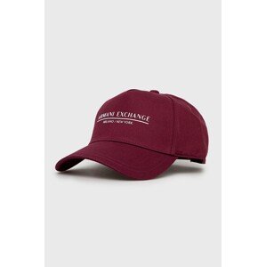 Pamučna kapa Armani Exchange boja: bordo, s tiskom