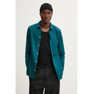 Košulja Tommy Jeans za muškarce, boja: zelena, slim, s klasičnim ovratnikom, DM0DM04405