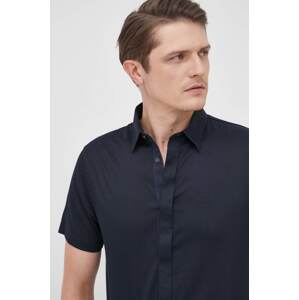 Košulja Armani Exchange za muškarce, boja: tamno plava, slim, s klasičnim ovratnikom