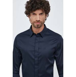 Košulja Armani Exchange za muškarce, boja: tamno plava, slim, s klasičnim ovratnikom, 8NZCBD ZN10Z NOS
