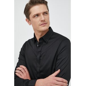 Košulja Armani Exchange za muškarce, boja: crna, slim, s klasičnim ovratnikom, 8NZCBD ZN10Z NOS