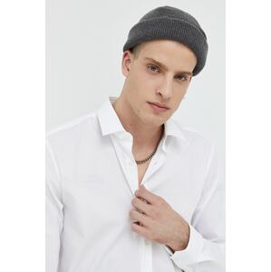 Košulja HUGO za muškarce, boja: bijela, slim, s klasičnim ovratnikom, 50479396