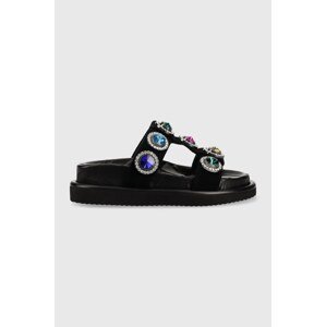 Kožne natikače Kurt Geiger London Orson za žene, boja: crna, s platformom, 9107100209