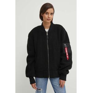 Bomber jakna Alpha Industries Ma-1 Teddy za žene, boja: crna, za prijelazno razdoblje, oversize, 108102.03-Black
