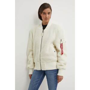Bomber jakna Alpha Industries Ma-1 Teddy za žene, boja: bež, za prijelazno razdoblje, oversize, 108102.16-cream