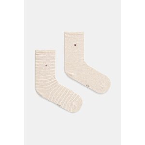 Čarape Tommy Hilfiger 2-pack za žene, boja: bež, 100001494
