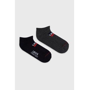 Čarape Levi's (2-pack) za muškarce, boja: crna, 37157.0766-midgreybla