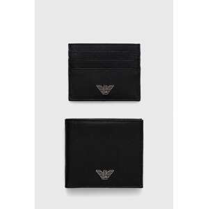 Kožni novčanik i etui za kartice Emporio Armani za muškarce, boja: crna, Y4R237 Y138E