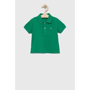 Pamučna polo majica United Colors of Benetton boja: zelena, jednobojni model