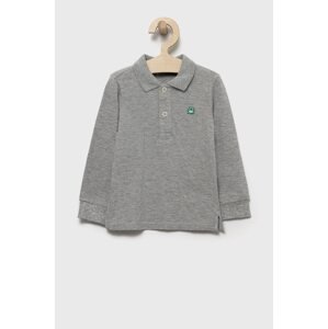 Dječja pamučna majica dugih rukava United Colors of Benetton boja: siva, jednobojni model