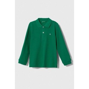Dječja pamučna majica dugih rukava United Colors of Benetton boja: zelena, glatki model