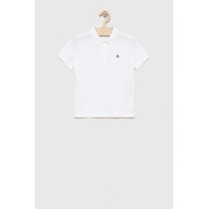 Pamučna polo majica United Colors of Benetton boja: bijela, jednobojni model