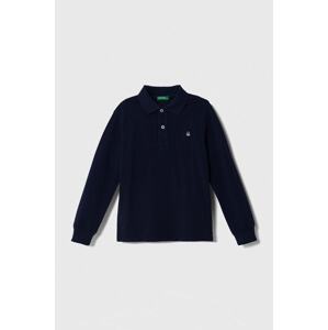 Dječja pamučna majica dugih rukava United Colors of Benetton boja: tamno plava, melanž