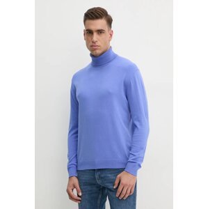 Pulover United Colors of Benetton za muškarce, boja: ljubičasta, lagani, s dolčevitom