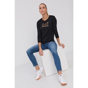 Majica dugih rukava EA7 Emporio Armani za žene, boja: crna