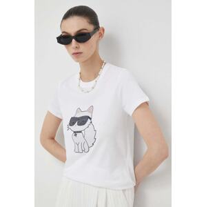 Pamučna majica Karl Lagerfeld boja: bijela