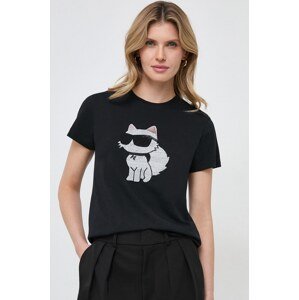 Pamučna majica Karl Lagerfeld boja: crna