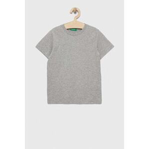 Dječja pamučna majica kratkih rukava United Colors of Benetton boja: siva, glatki model