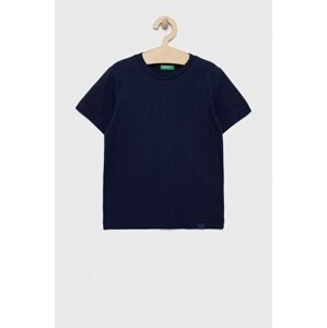 Dječja pamučna majica kratkih rukava United Colors of Benetton boja: tamno plava, glatki model