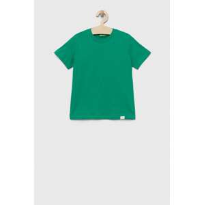Dječja pamučna majica kratkih rukava United Colors of Benetton boja: zelena, glatki model
