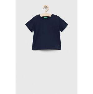 Dječja pamučna majica kratkih rukava United Colors of Benetton boja: tamno plava, glatki model