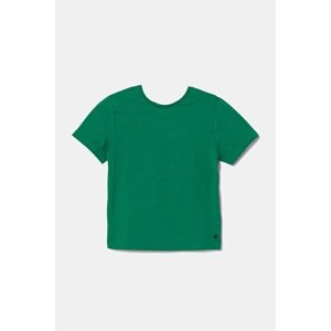 Dječja pamučna majica kratkih rukava United Colors of Benetton boja: zelena, glatki model