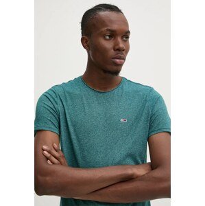Majica kratkih rukava Tommy Jeans za muškarce, boja: zelena, bez uzorka, DM0DM09586