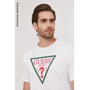 Majica kratkih rukava Guess za muškarce, boja: bijela