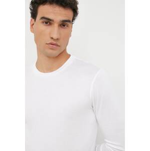 Majica dugih rukava Emporio Armani za muškarce, boja: bijela, glatki model