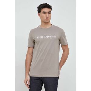 Pamučna majica Emporio Armani boja: bež, s tiskom, 8N1TN5 1JPZZ
