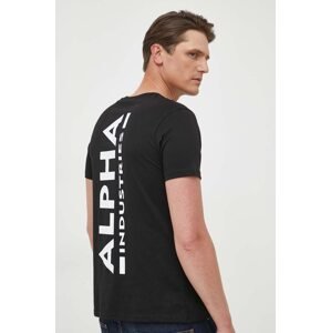 Pamučna majica Alpha Industries boja: crna, s tiskom, 128507.03-black