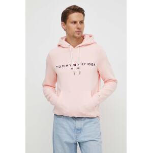 Dukserica Tommy Hilfiger za muškarce, boja: ružičasta, s kapuljačom, s aplikacijom, MW0MW11599