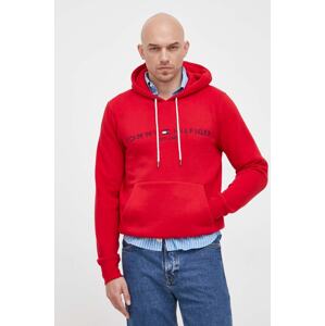 Dukserica Tommy Hilfiger za muškarce, boja: crvena, s kapuljačom, s aplikacijom, MW0MW11599