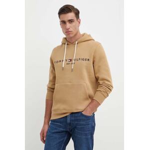 Dukserica Tommy Hilfiger za muškarce, boja: bež, s kapuljačom, s aplikacijom, MW0MW11599