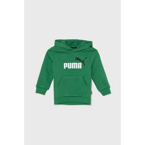 Dječja dukserica Puma boja: zelena, s kapuljačom, s tiskom