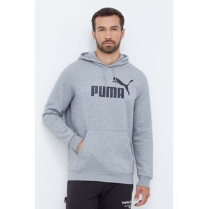 Dukserica Puma za muškarce, boja: siva, s kapuljačom, s tiskom