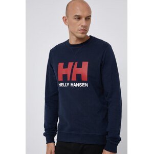 Pamučna dukserica Helly Hansen za muškarce, boja: tamno plava, s tiskom, 34000