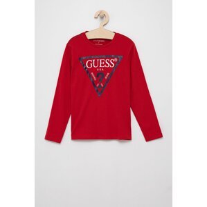Dječja majica dugih rukava Guess boja: crvena