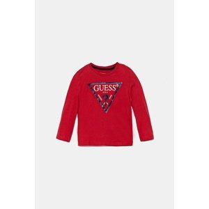 Dječja majica dugih rukava Guess boja: crvena