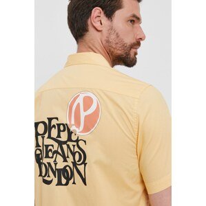 Pamučna košulja Pepe Jeans za muškarce, boja: žuta